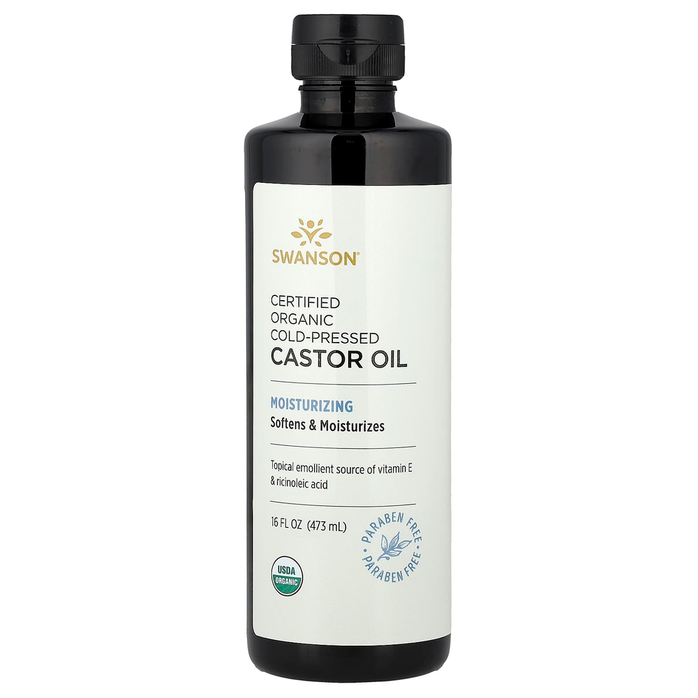 Swanson Vitamins, Сертифицированное органическое касторовое масло холодного отжима, 473 мл (16 жидк. унц.)