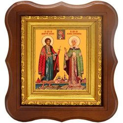 Дмитрий Донской и Евдокия Московская. Икона на холсте.