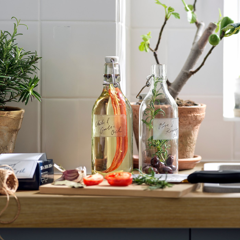 IKEA KORKEN  (ИКЕА КОРКЕН)  -  Бутылка с пробкой - прозрачное стекло 0,5 л