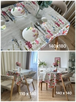 Скатерть клеенка для стола 140х180 белый цветы