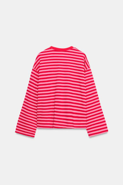 ZARA ФУТБОЛКА В ПОЛОСКУ С ТЕКСТОМ, КРАСНЫЙ