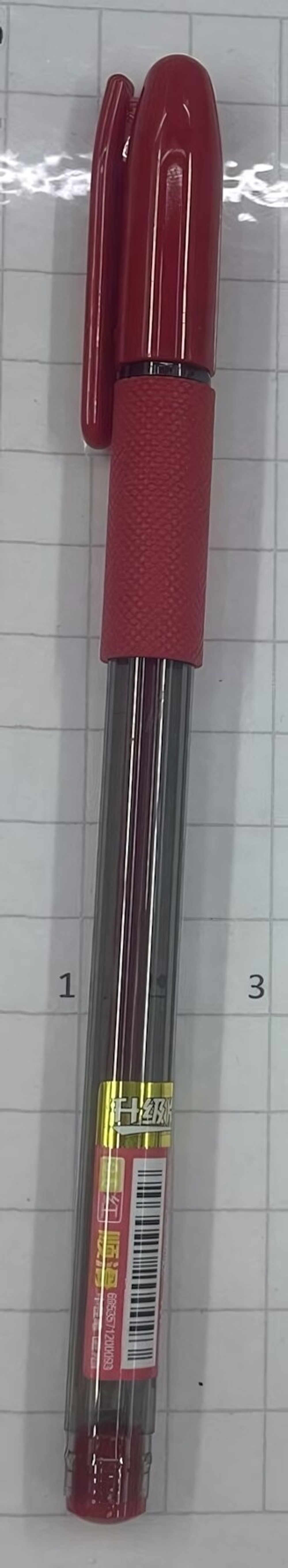 Ручка гелевая, 0,4 мм, красная, пластиковый корпус, с шк
