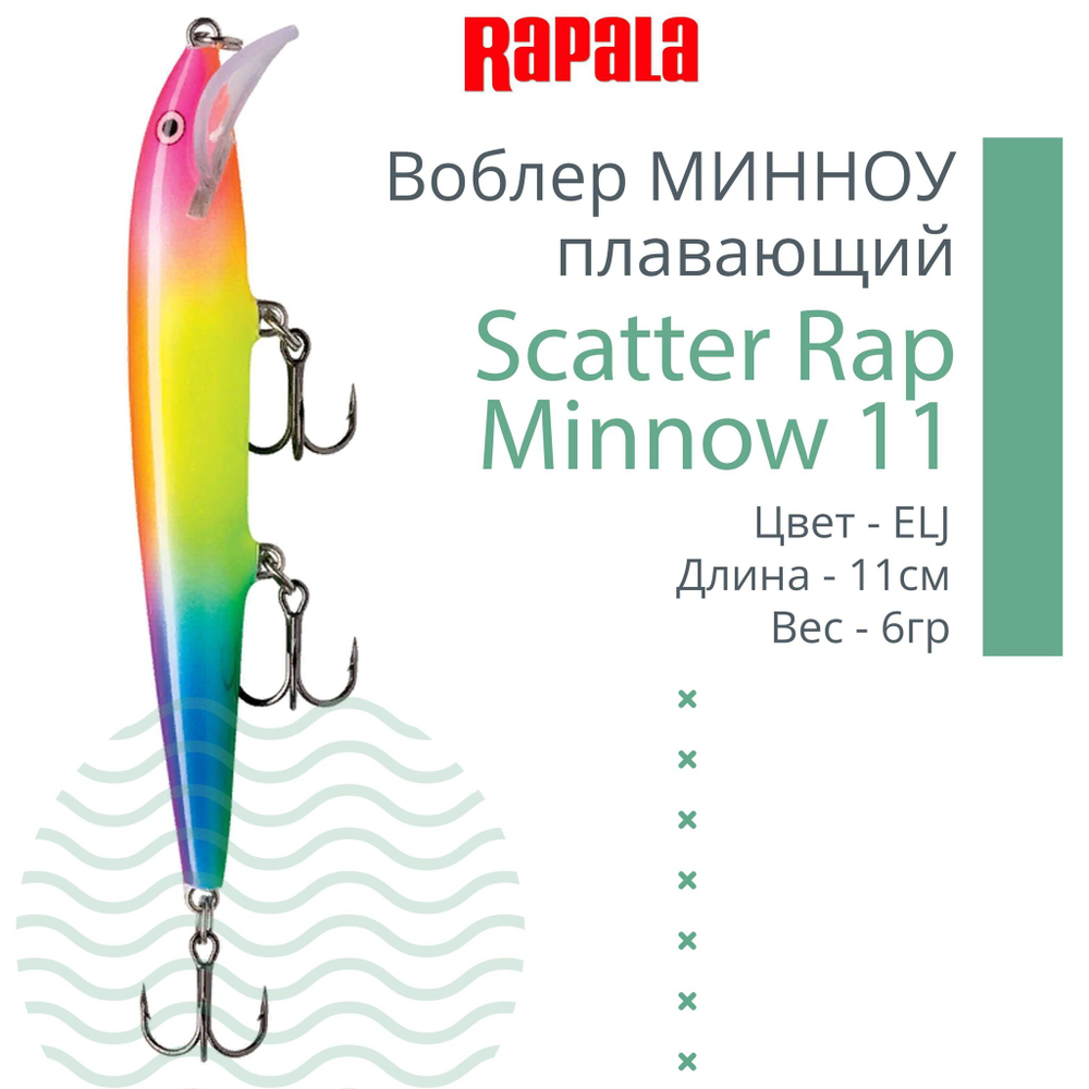 Воблер Scatter Rap Minnow 11, 11см, 6гр, цвет GOL, плавающий