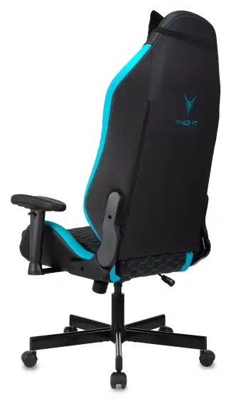 Кресло игровое Knight Neon черный/голубой соты экокожа с подголов. крестов. металл