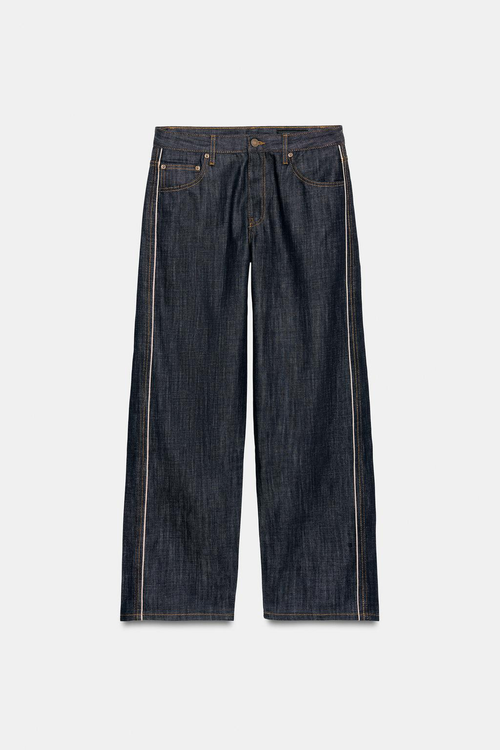 ZARA ДЖИНСЫ СЕЛВИДЖ ПРЯМОГО КРОЯ СО СРЕДНЕЙ ПОСАДКОЙ — ZW COLLECTION, СИНИЙ