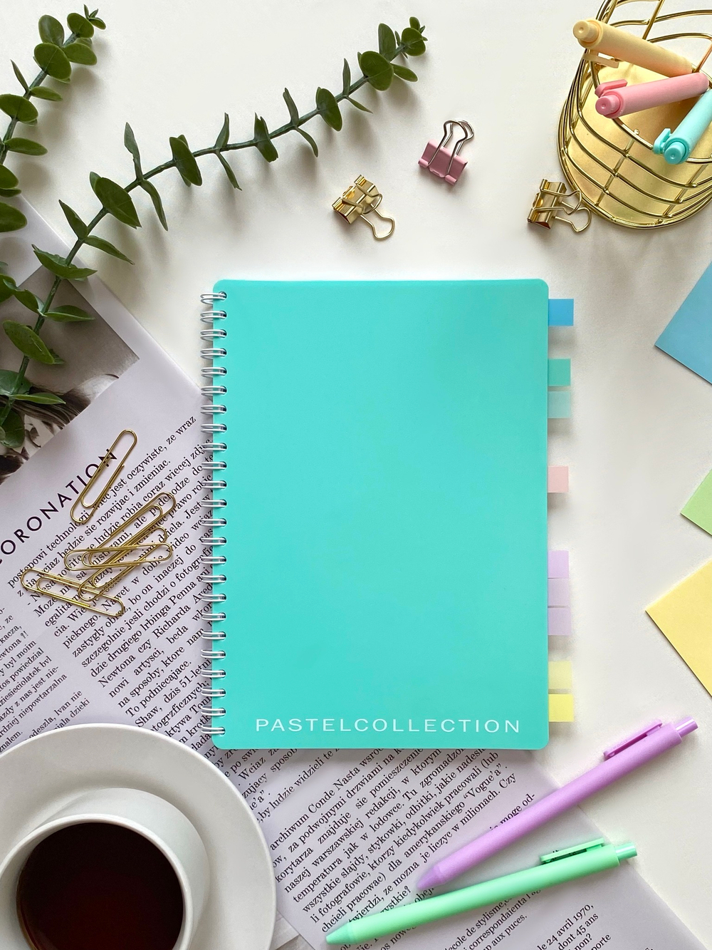 НОВИНКА! Тетрадь  А5 80 л. Pastel Collection Mint/Blue, с обложкой из двухстроннего двухцветного пластика, на металлическом гребне