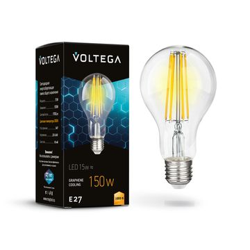 Светодиодная лампа Crystal Graphene A60 15W 3000K E27 (7226) VG10-A1E27-3K-15W-F прозрачная Voltega