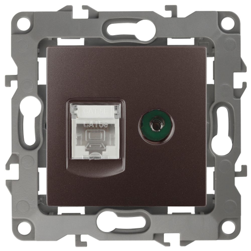 Розетка ЭРА Серия 12 12-3110-13 комбинированная RJ45+TV IP20 бронза | Эра 12