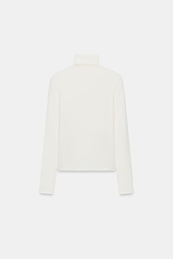 ZARA ФУТБОЛКА С ВЫСОКИМ ВОРОТНИКОМ, ЭКРЮ