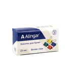 Зажимы для бумаг 25 мм, Alingar, цветные, уп. 12 шт