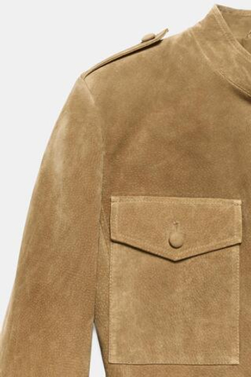 ZARA КУРТКА ИЗ 100% КОЖИ С ОБТЯНУТЫМИ ПУГОВИЦАМИ, РЫЖЕВАТО-КОРИЧНЕВЫЙ