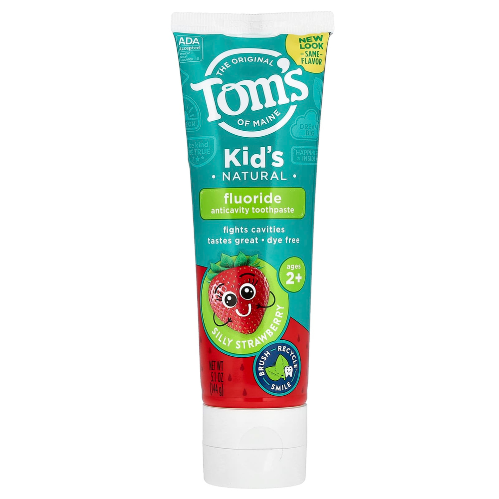 Tom's of Maine, натуральная зубная паста с фтором против кариеса, для детей от 2 лет, клубника, 144 г (5,1 унции)