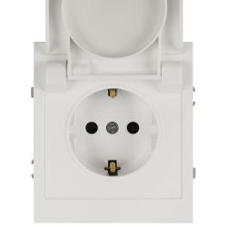 Розетка ЭРА Arktik 16-2103-01 с заземлением 2P+E Schuko со шторками с крышкой 16А-250В белый | Эра Arktik
