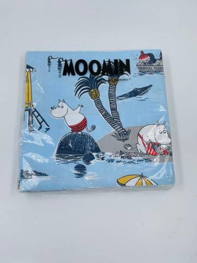 Салфетки бумажные Moomin, Муми-тролли на море, синего цвета 33х33 см, в упаковке 20 салфеток (из Финляндии)