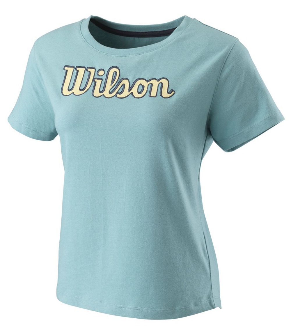 Женская теннисная футболка Wilson Script Eco Cotton Tee W - Бирюзовый