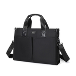SEPTWOLVES Fabric+Artificial Leather Briefcase, Shoulder Bag, Laptop Bag Medium Unisex Black