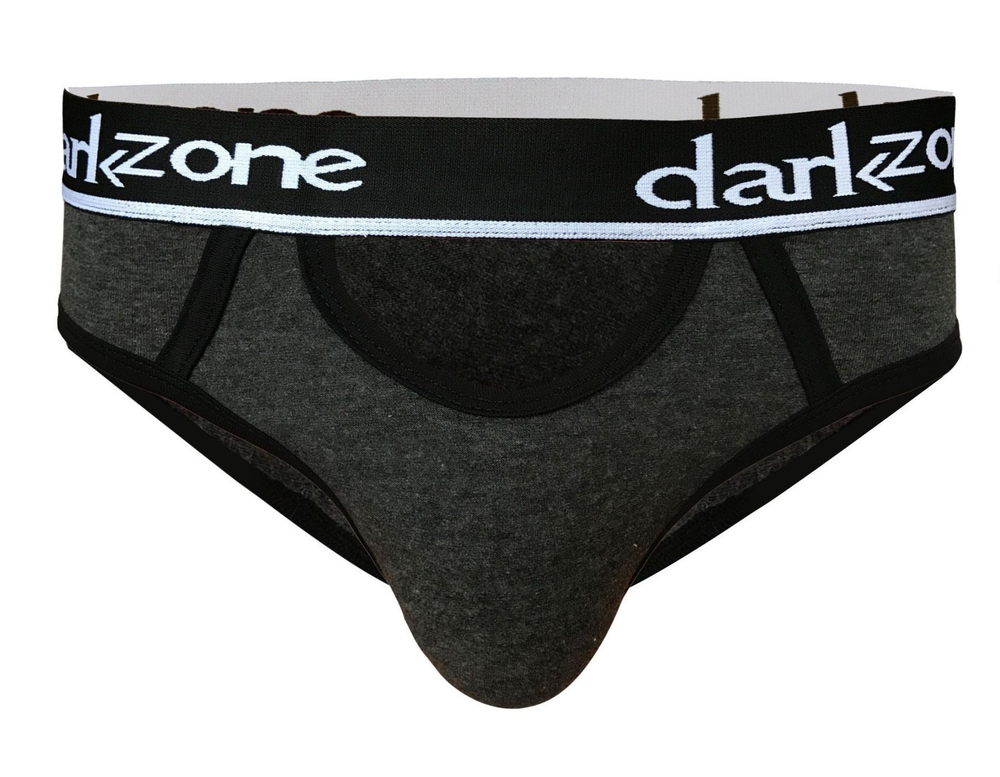 Темно-серые мужские трусы-брифы с вырезом (Размер: L) (Цвет: темно-серый)