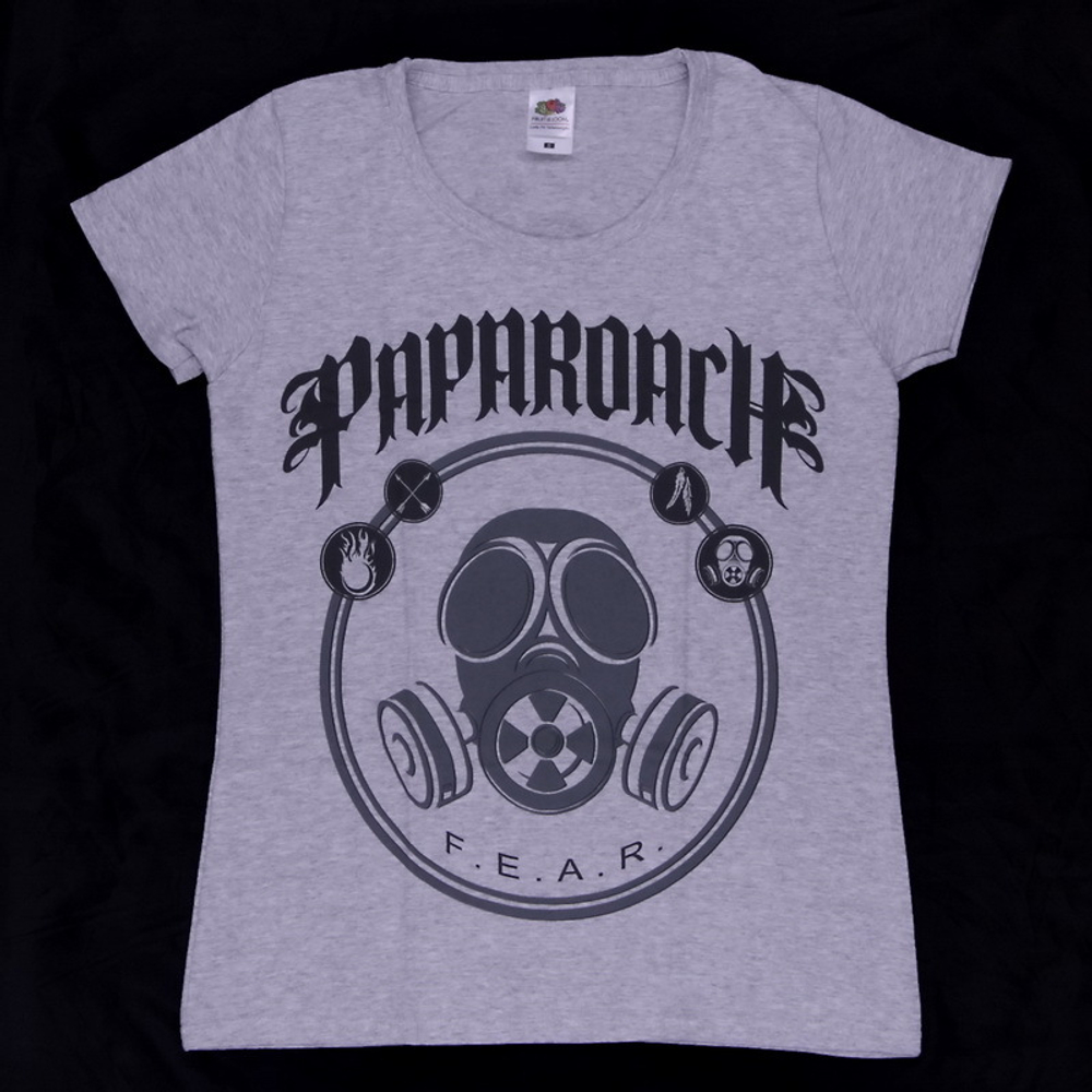 Футболка женская Papa Roach Fear серая (028)