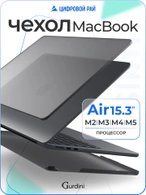 Чехол накладка Gurdini Ultra Slim Case для Macbook Air 15" 2023 (A2941) Transparent Sand Gray