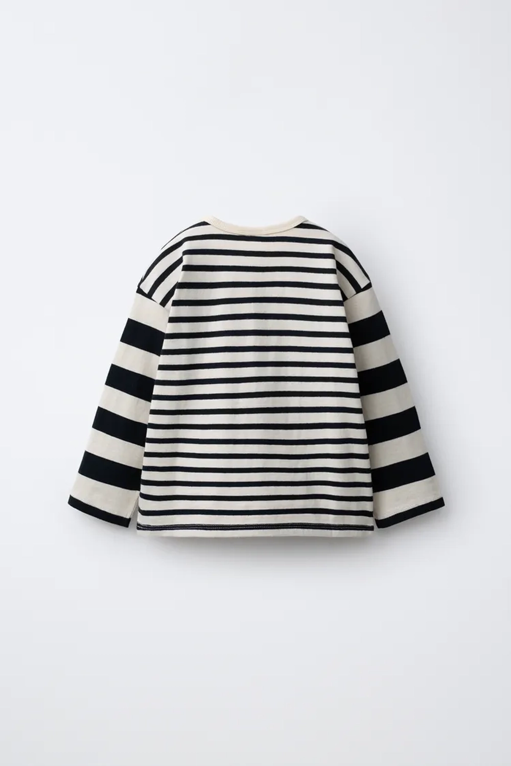 ZARA ЛОНГСЛИВ В ПОЛОСКУ С ВЫШИВКОЙ «СЕРДЦЕ», ЧЕРНЫЙ