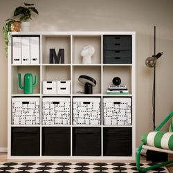 IKEA FJÄDERHARV  (ИКЕА ФЙЭДЕРХАРВ)  -  Коробка с крышкой - белая в горошек 32х35х31 см
