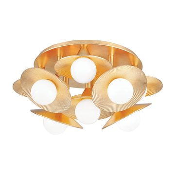 Corbett Emerald Semi Flush, 45 cm, Vintage Gold Leaf