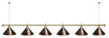 Лампа STARTBILLIARDS 6 пл. (плафоны антик медь,штанга зеленая,фурнитура золото)