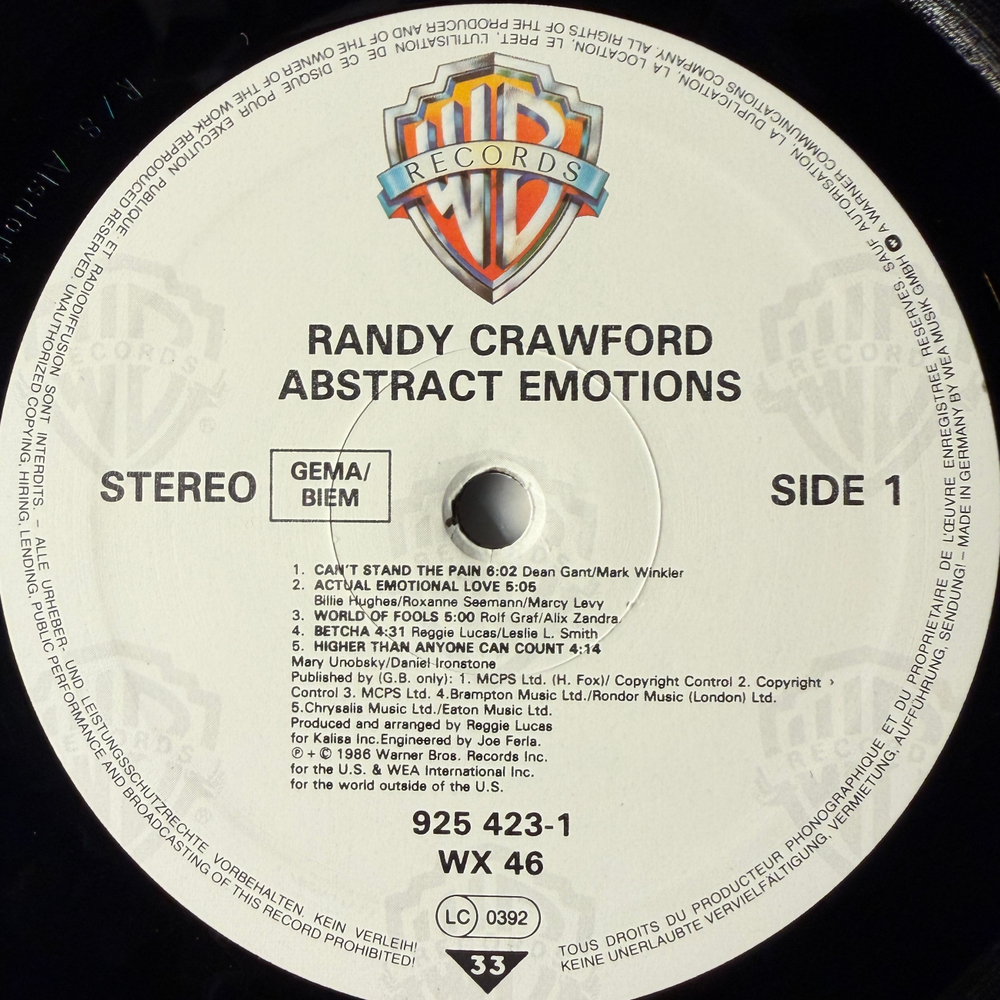 Randy Crawford ‎– Abstract Emotions (Германия 1986г.) Т