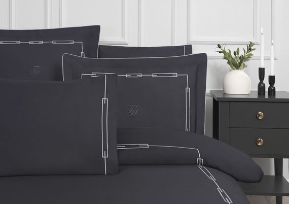Постельное белье CHANEL антрацит сатин делюкс TIVOLYO HOME Турция