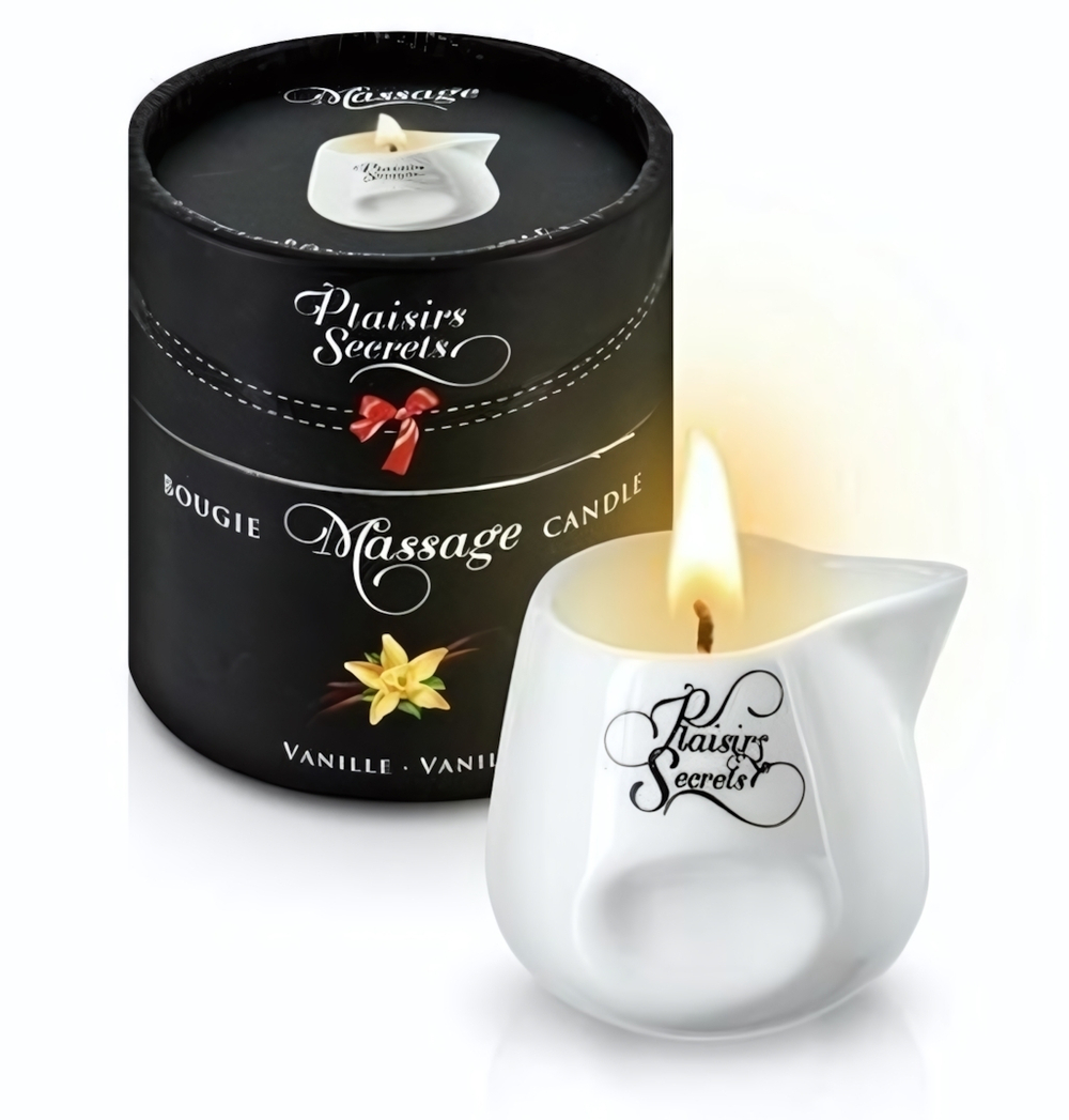 Массажная свеча с ароматом ванили Bougie Massage Gourmande Vanille - 80 мл. (Цвет: белый)
