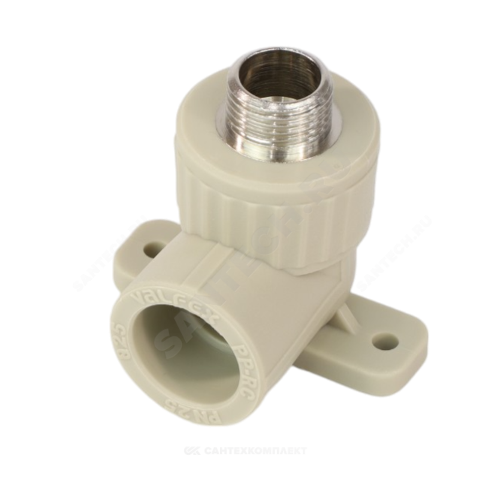 Угольник PP-R комбинированный серый Дн 25х1/2" НР с креплением VALFEX 10121025Г