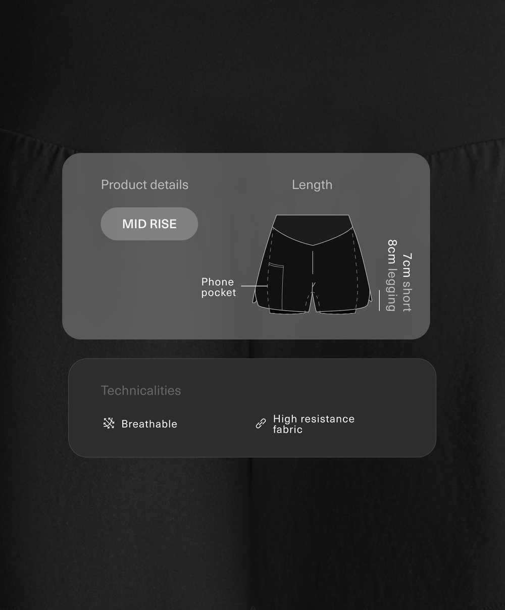 OYSHO Двойные шорты Compressive Pocket 10 см, черный