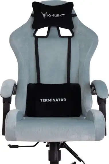 Кресло игровое Knight Terminator серо-голубой Light-28 крестов. металл