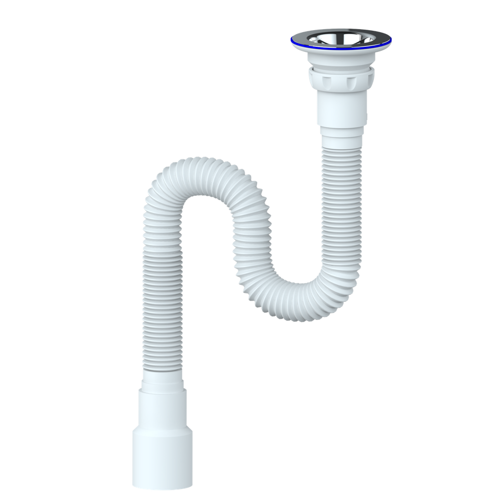 UNICORN MD230 Сифон гофрирован. 1200 мм прикруч. выпуск 1 1/4" (д.32) нерж. чашка винт 6х85