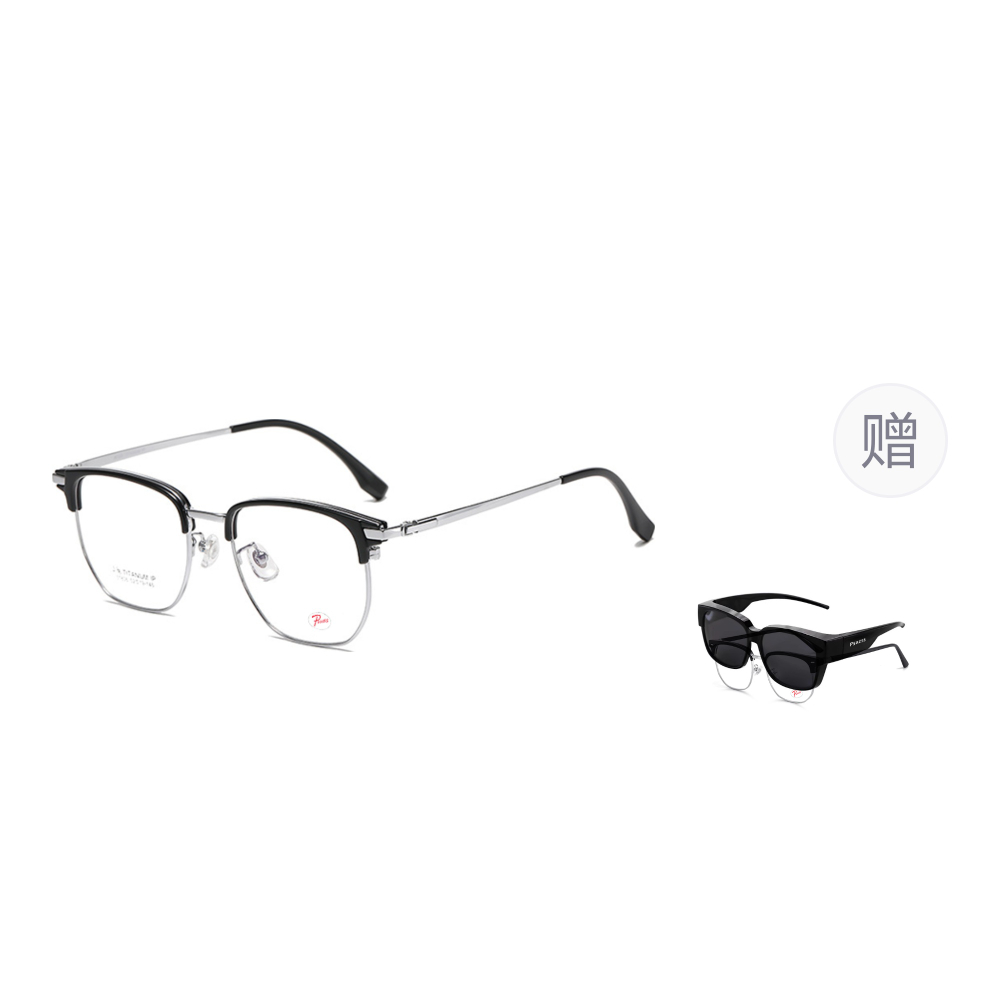 PSACSS Browline Functional Glasses Unisex Black Gold, Black Silver, Translucent Gray Silver