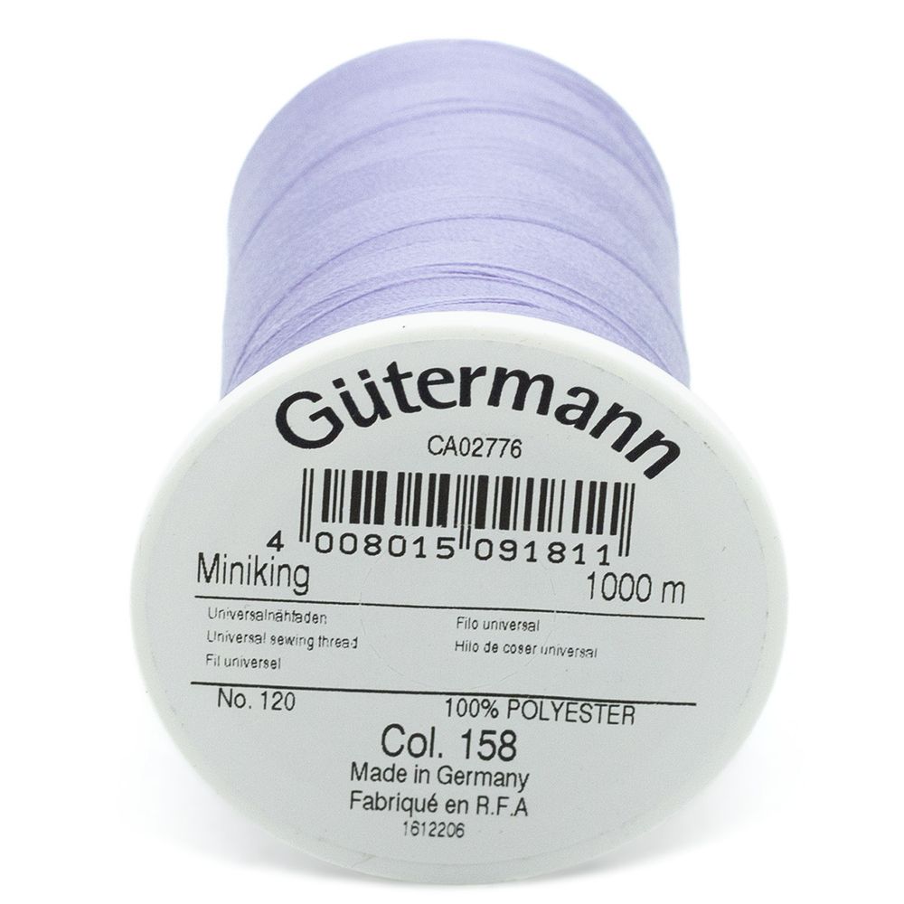 Нитки оверлочные Gutermann Miniking 120 (1000 метров), 5 кат. | 158 св.сиреневый