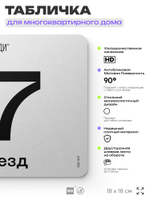 Табличка с номером подъезда 7, для многоквартирного жилого дома, серия СОСЕДИ, 18х18 см, пластиковая, Айдентика Технолоджи