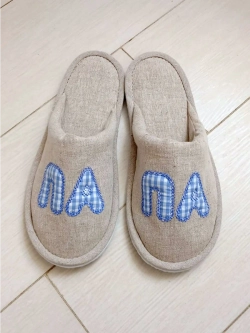 Льняные тапочки с аппликацией "Папа"