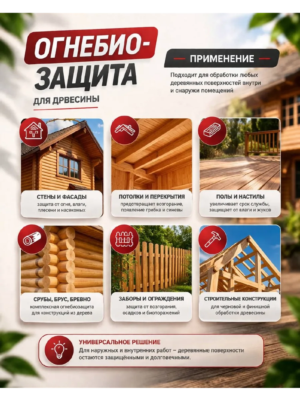 Огнебиозащита, Пропитка для дерева 5л.