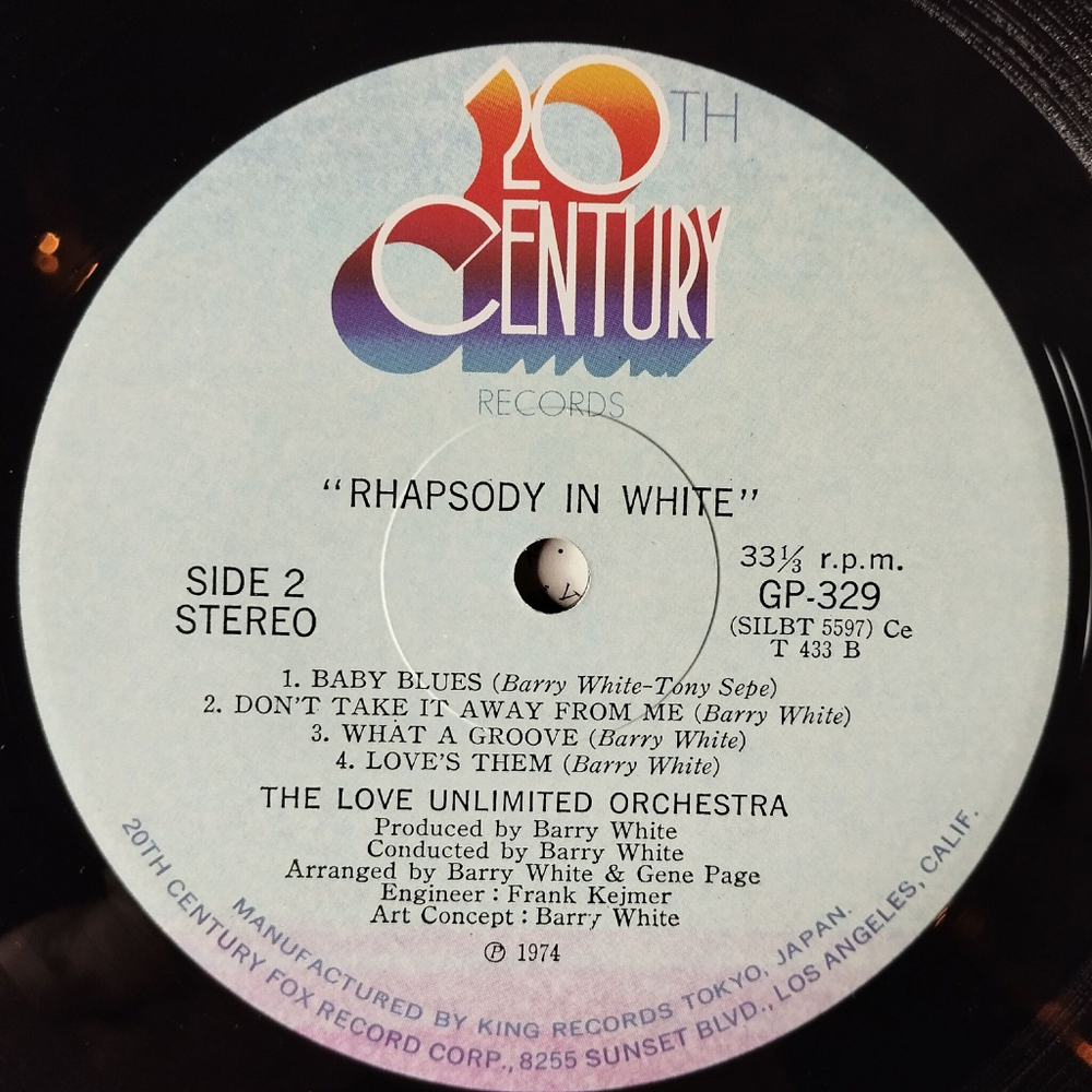 Винтажная виниловая пластинка LP Barry White Love Unlimited Orchestra Rhapsody In White (Japan 1974) (Obi) What A Groove