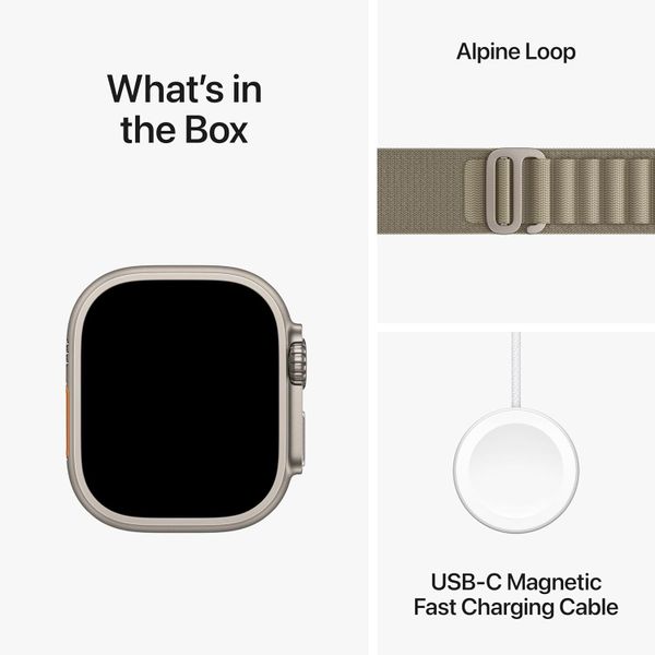 Умные часы Apple Watch Ultra 2 49 мм  натуральный титан, ремешок Alpine оливкового цвета (L)