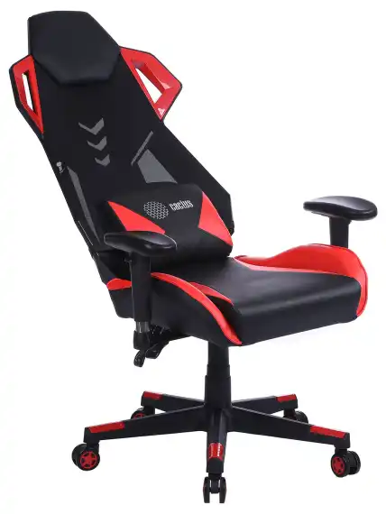 Кресло игровое Cactus Cs-Chr-090 черный/красный экокожа/сетка крестов. нейлон