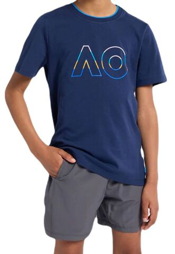 Футболка для мальчика теннисная Australian Open Logo - небесный