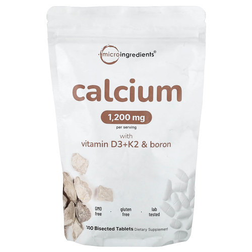 Micro Ingredients, кальций с витаминами D3, K2 и бором, 300 таблеток, разделенных на части