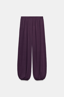 ZARA БРЮКИ-ШАРОВАРЫ, ТЕМНО-БАКЛАЖАНОВЫЙ