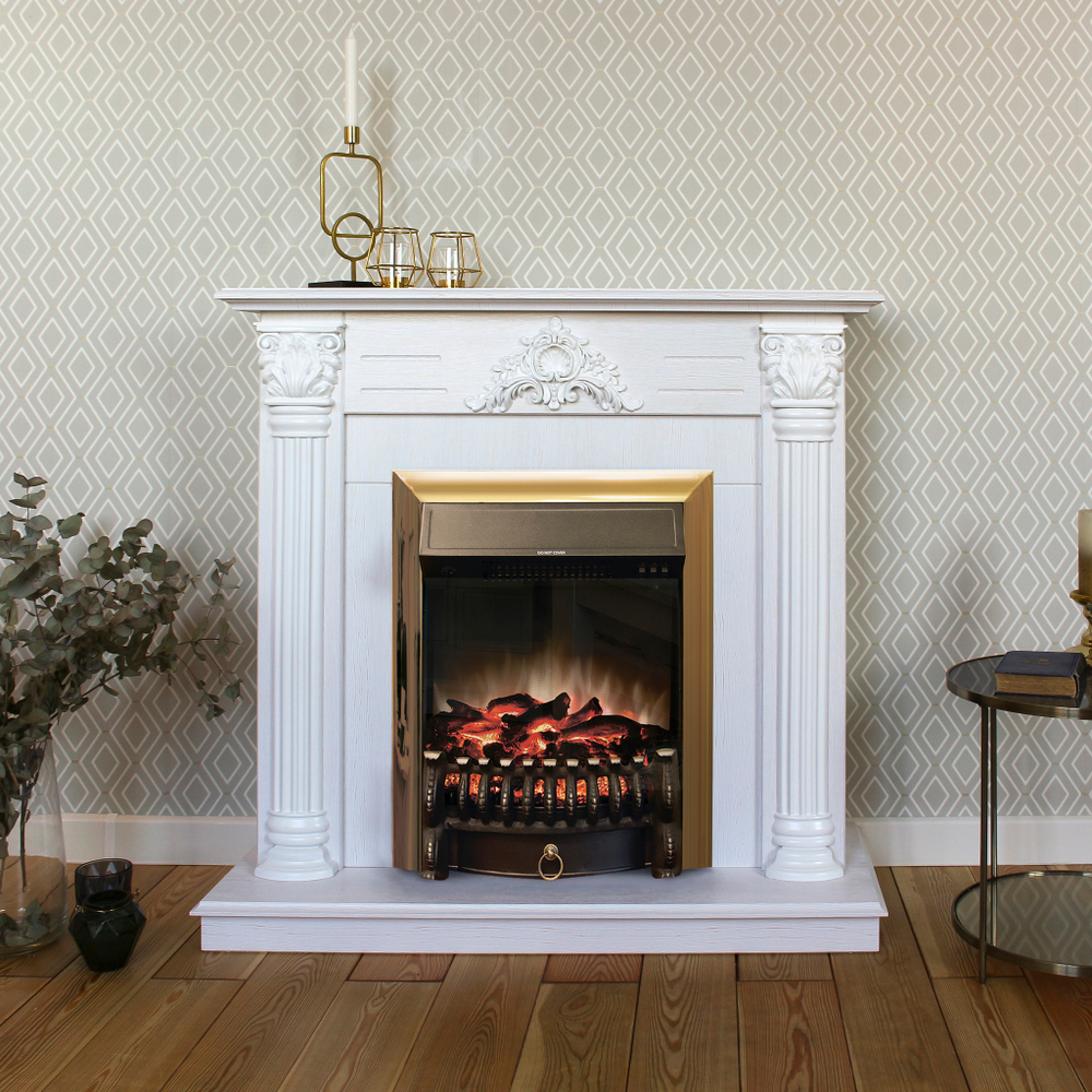 Каминокомплект Real Flame Stefania WT-F614 с очагом Fobos Lux Brass