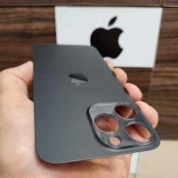 Крышка для iPhone 14 Pro Max - задняя стеклянная панель "премиум качество" (чёрного цвета)
