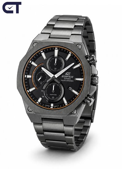 CASIO EFS-S570DC-1AUDF EDIFICE мужские наручные часы — стальной хронограф с черный циферблатом и сапфировым стеклом