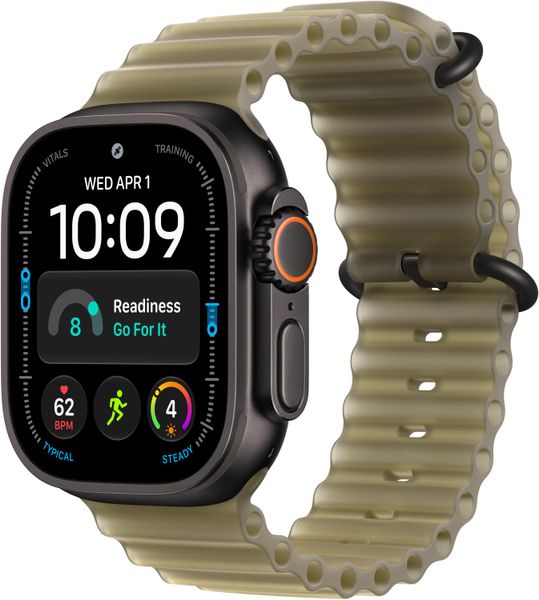 Умные часы Apple Watch Ultra 4 49 мм Black Titanium Case with Ocean Band Полупрозрачный зеленый | Translucent Kelp