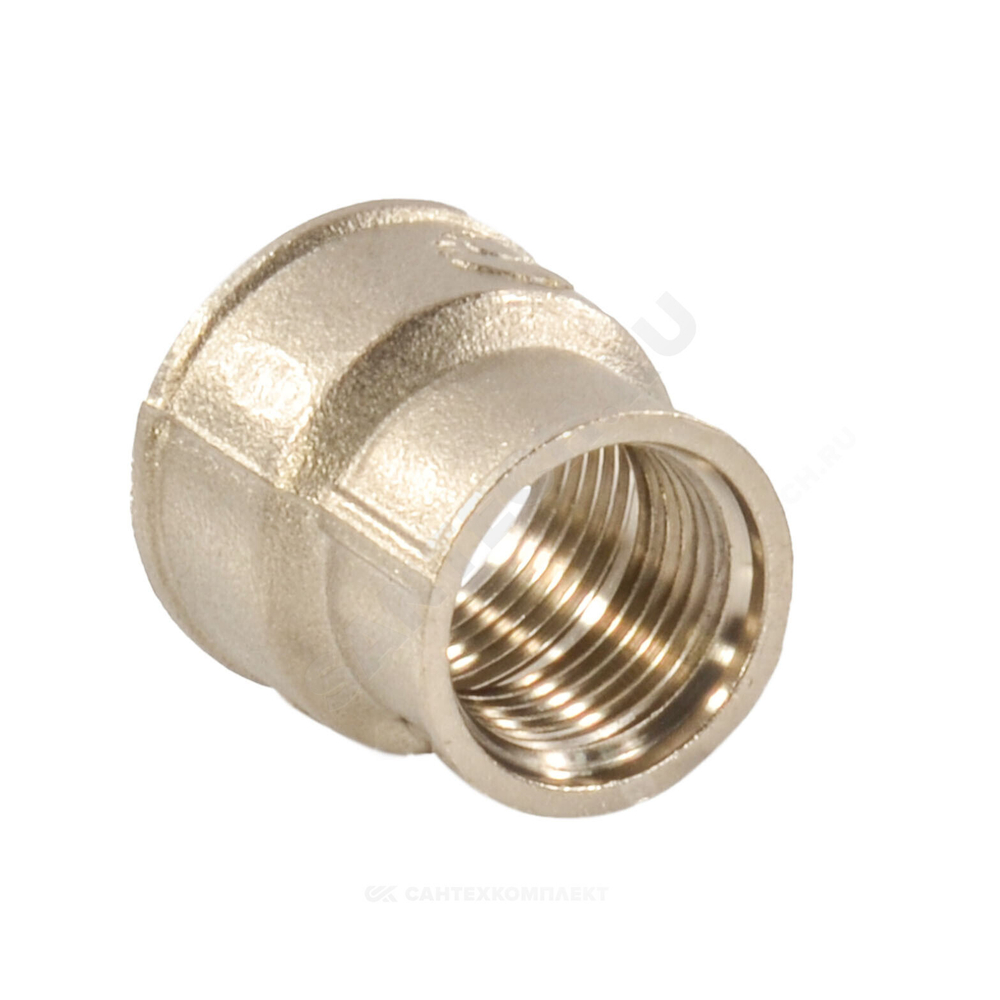 Муфта латунь никель переходная Ду 50х40 (2"х1 1/2") ВР/ВР VALFEX VF.240.N.200.112